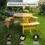 Ensemble de table de pique-nique 6 personnes avec 3 bancs intégrés et trou pour parasol, jaune-1975304511