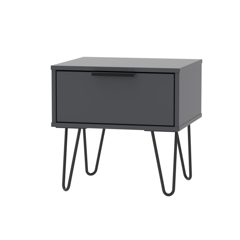 Fully Assembled Berryhill 1 Drawer Bedside Table, Graphite
