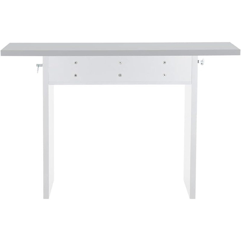 Emar 120Cm Narrow Rectangular Console Table with Storage Shelf, Grey, White