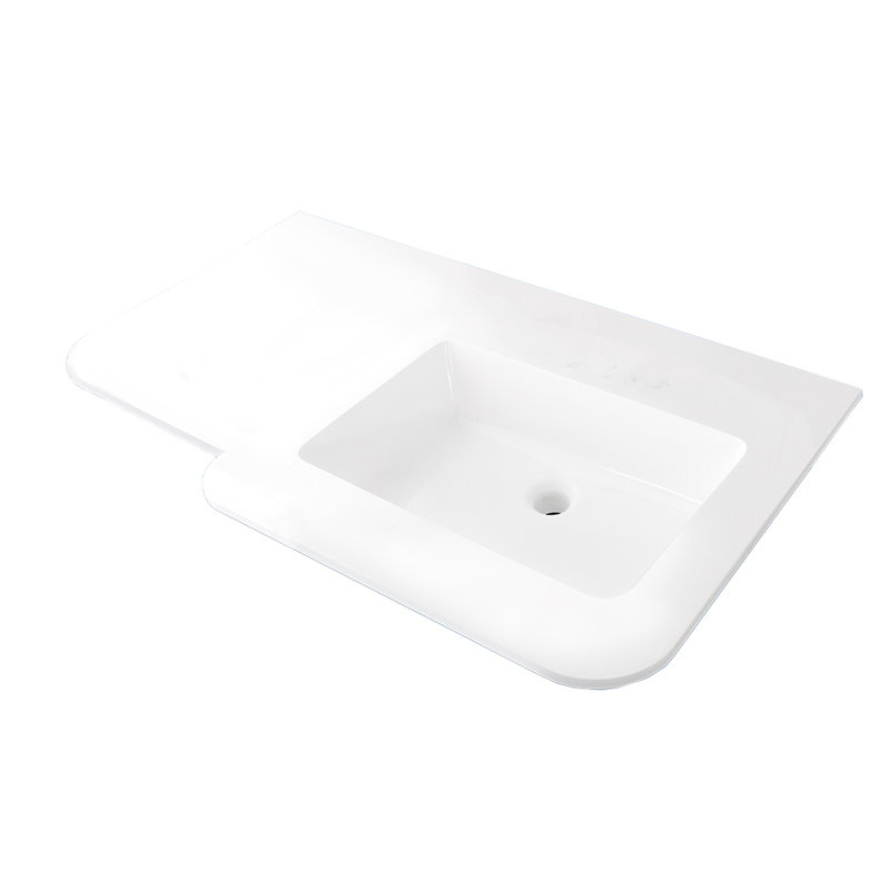 Kubitop 36.5'' L Bathroom Sink, Matte White