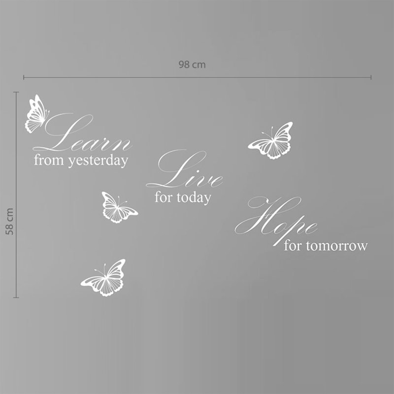 Adhésif décoratif « Live Learn Hope », Blanc