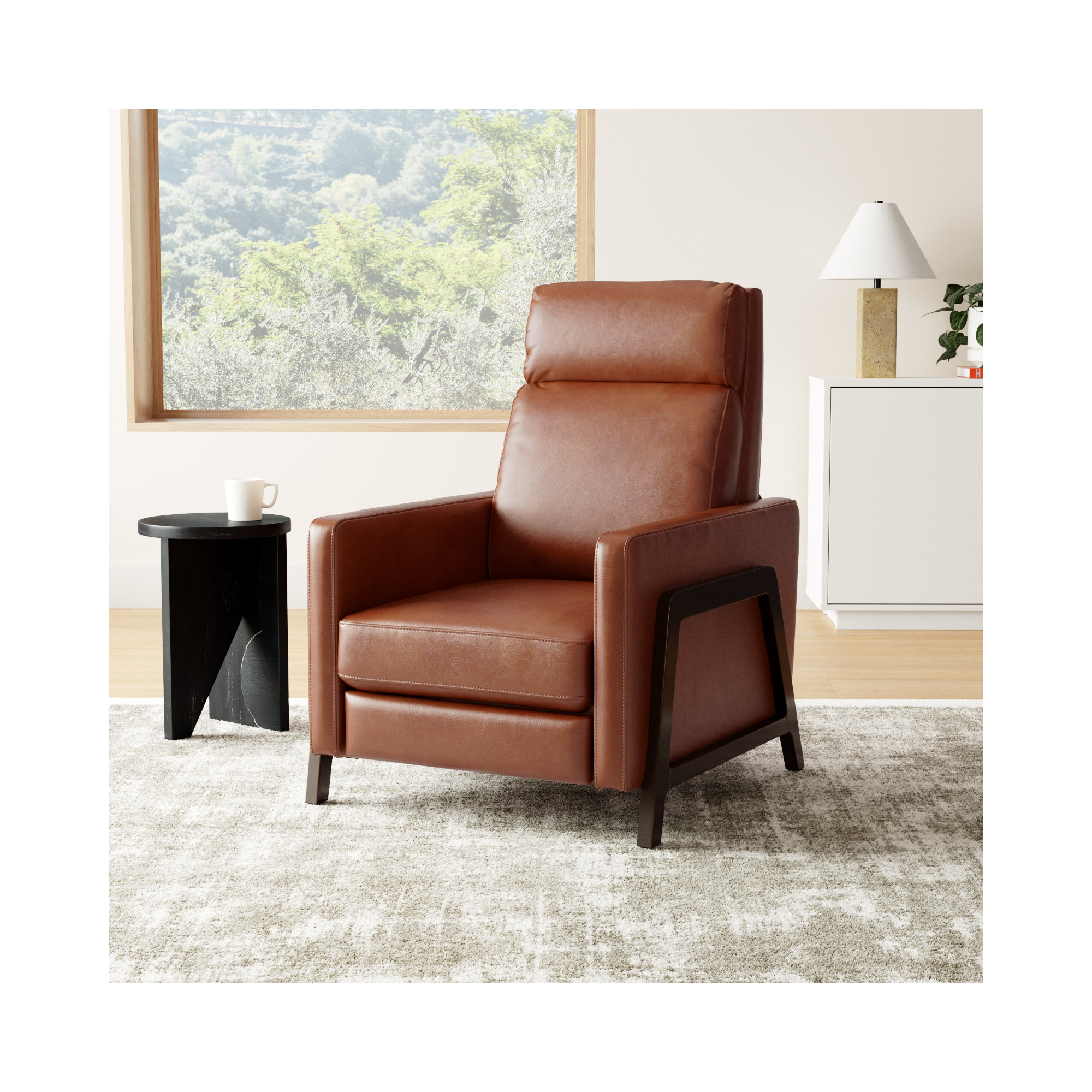 Bosse Vegan Leather Recliner, Caramel Performance Faux Leather