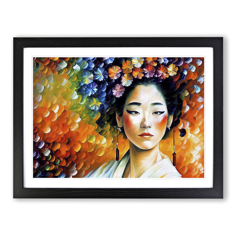 Shimmering Geisha Vol.4 Abstract - Single Picture Frame Painting, 46cm H x 64cm W x 2cm D, Black