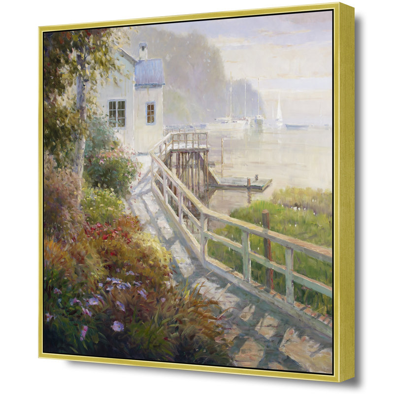 Harbor Pathway Print, 26" H x 26" W, Gold