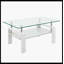 Table basse rectangulaire, plateau en verre trempé avec panneau de fibres à densité moyenne, table moderne pour le salon, verre transparent-132116706-132116705