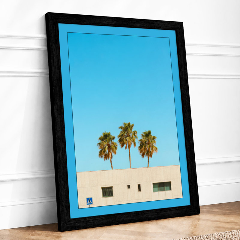 Palms And Architecture Minimalist - Print, Black, A3 - 42.0 x 29.7 cm