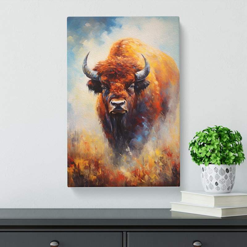 Bison Impressionism - Wrapped Canvas, 60cm H x 40cm W x 3cm D