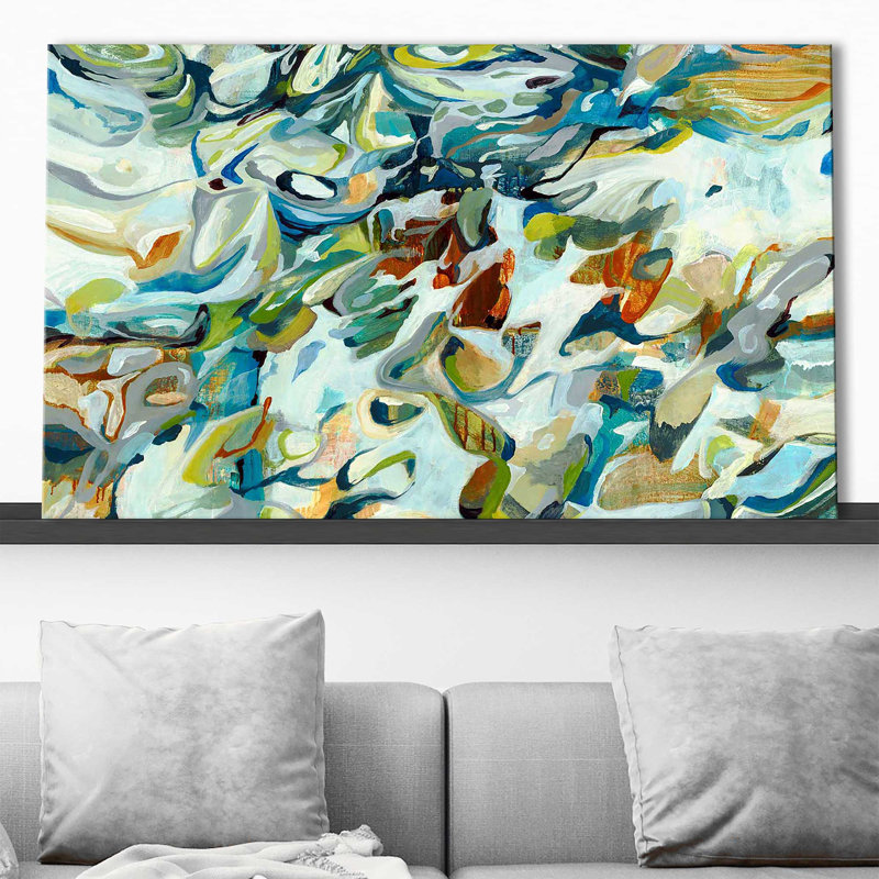 In the Flow III - peinture à cadre flottant, H 28 po x l 48 po x P 1,5 po, Toile tendue