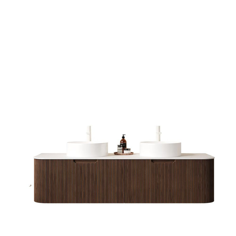 Meuble-lavabo double Luxury, Noyer foncé