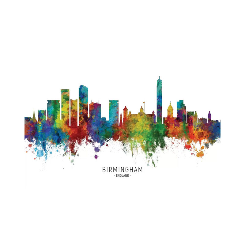 «Birmingham England Skyline» par Michael Tompsett, impression sur toile tendue, H 12 po x l 18 po x 1,5 po
