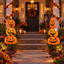 Lot de 2 piquets de jardin en métal empilables en forme de citrouille pour la décoration extérieure d'Halloween