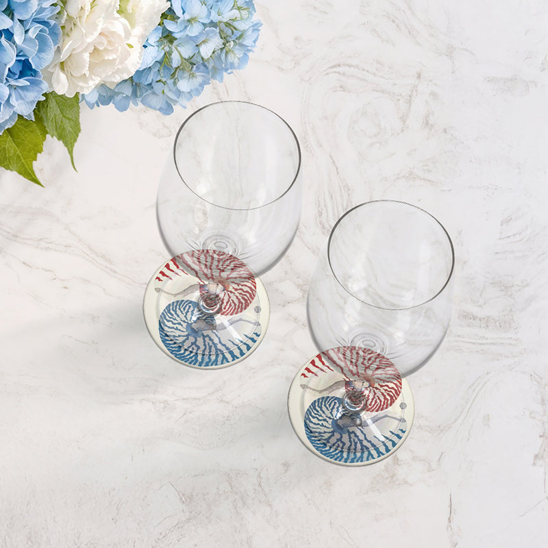 Sous-verres ronds Nautilus, Turquoise corail
