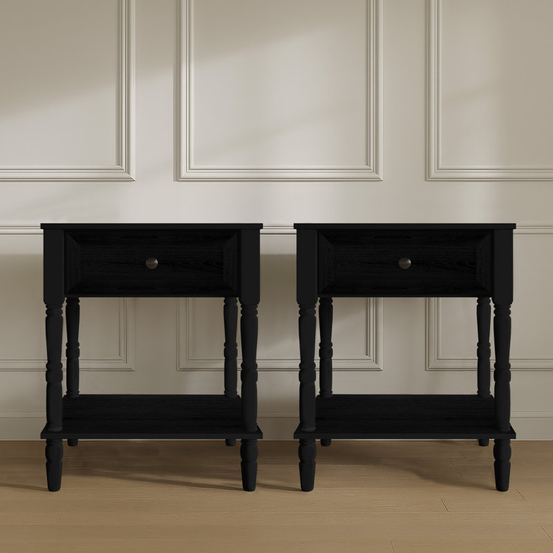 Ruston 1 Drawer Nightstand (Set Of 2), Black