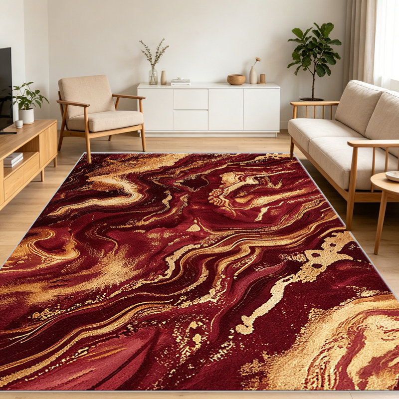 Burgundy Gold   area rugs for Living Room, Soft and Comfortable, Suitable for all seasons, easy to maintain, machine washable Indoor floor mat, Under Table Farmhouse suitable for Bedroom, Dining Room, Study,  Balcony, Home Decor Patio