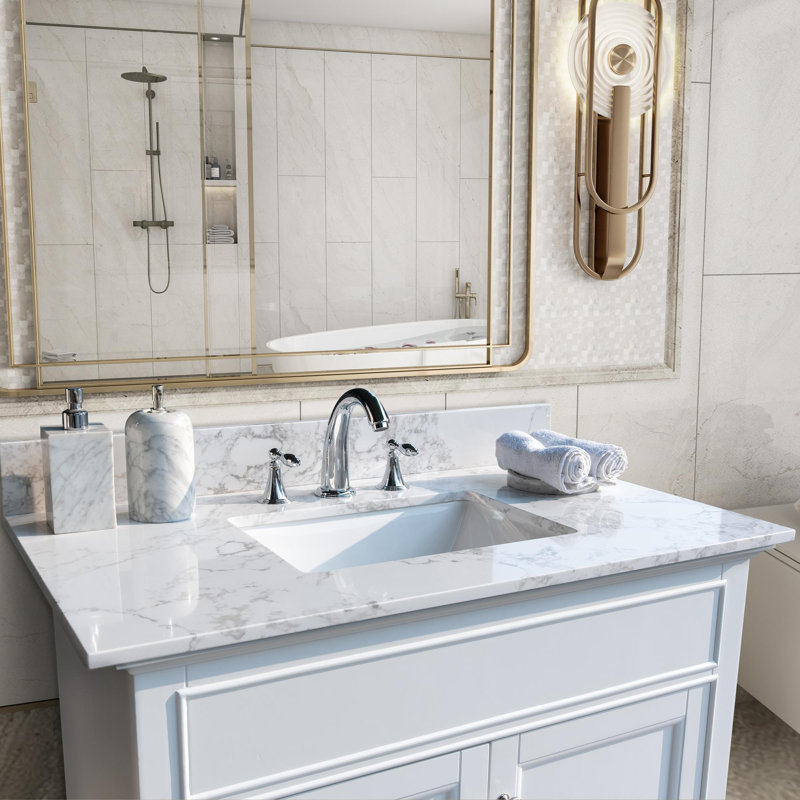 Lavabo encastré rectangulaire en céramique, Centres de 4 po