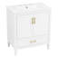 Meuble-lavabo de 30 po avec lavabo en céramique, portes à fermeture douce, compartiments de rangement et tiroirs-127359437