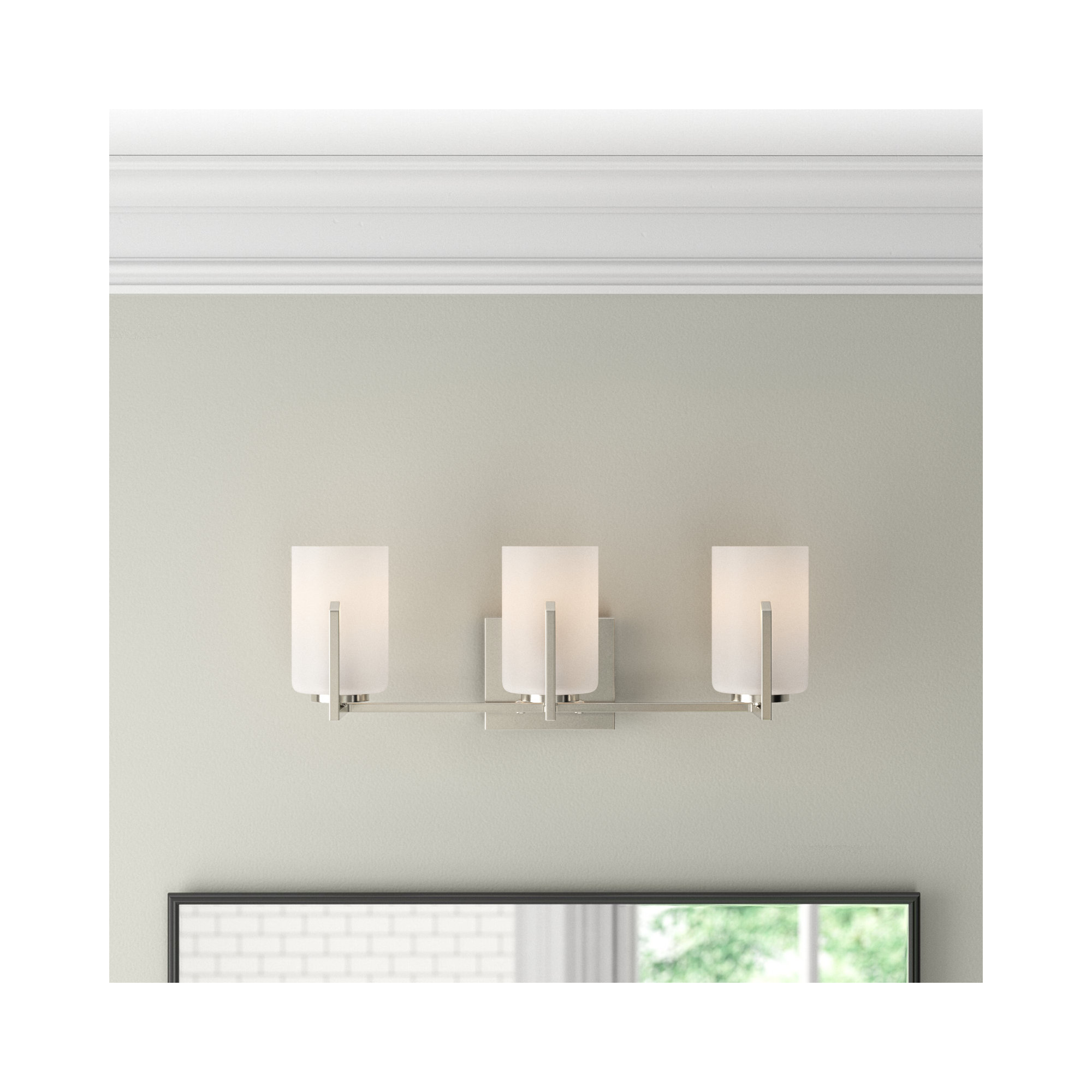 Roni 21.25" W 3-Light Dimmable Steel Vanity Light , Satin Nickel