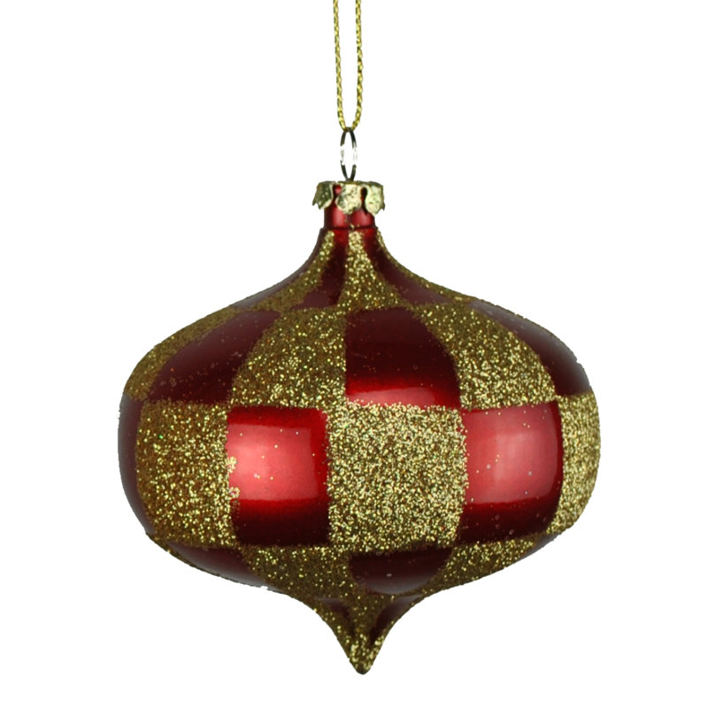 Ornement boule solide, Rouge / or