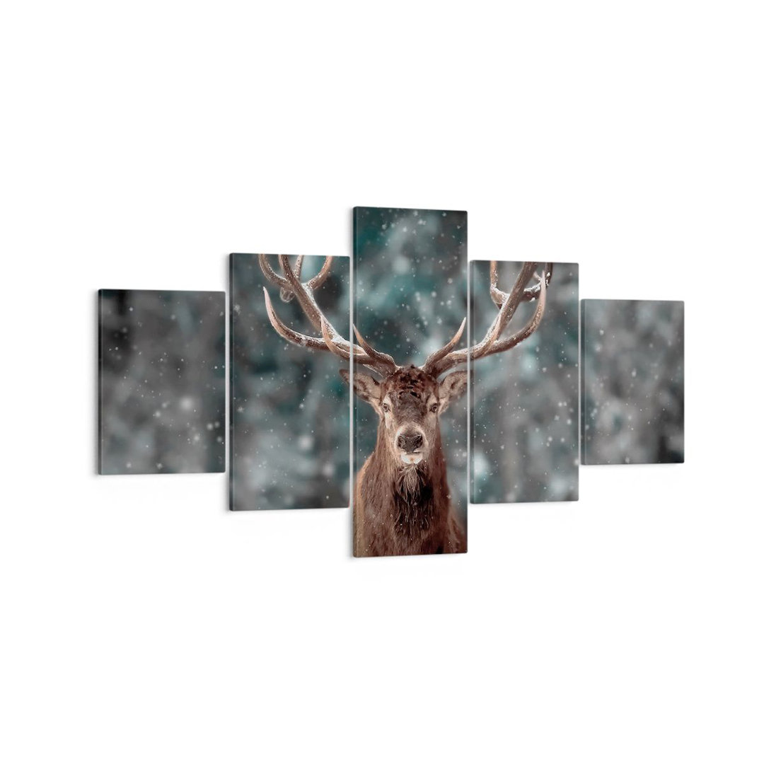 5-tlg. Fotodruck-Set Deer Deer Winter