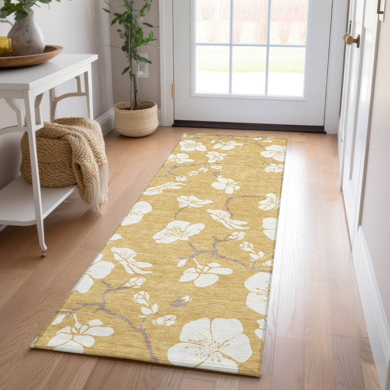 Ensa Gold Washable Indoor-Outdoor Rug - , 2'3" x 7'6"