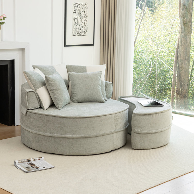 Fauteuil demi-tonneau contemporain surdimensionné avec 5 coussins Contemporary, Vert