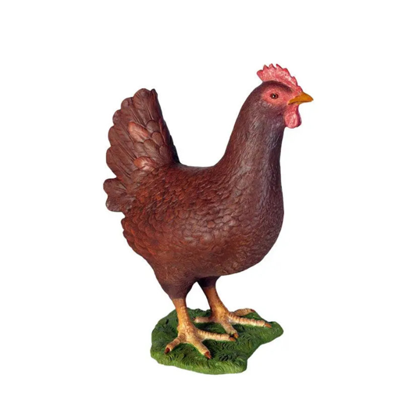 Statue de poulet rouge grandeur nature