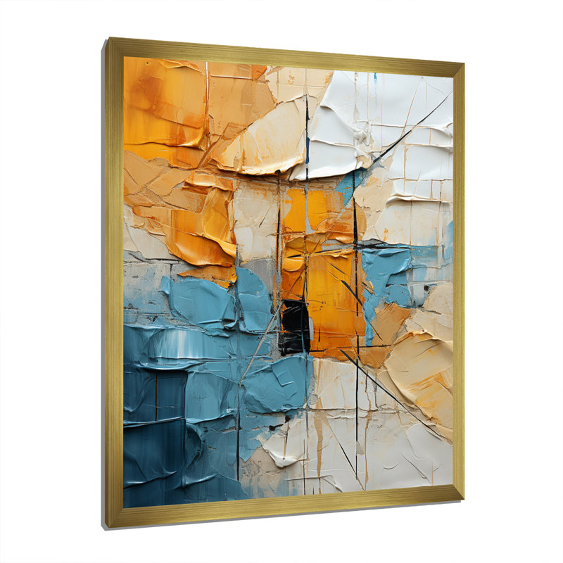 Édredon en papier I sur toile, H 44 po x l 34 po x P 1,5 po, Encadrement doré