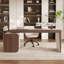Bureau rectangulaire en bois manufacturé beige et brun noisette avec 6 tiroirs-1865267090-1865267182