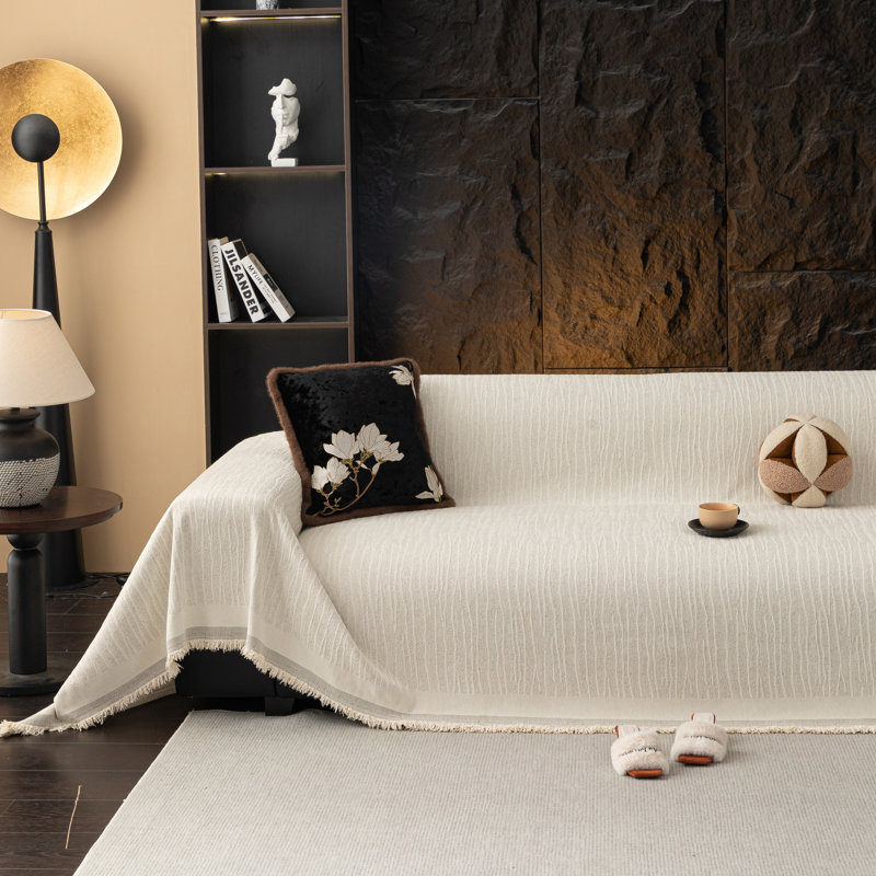 Jeté de canapé anti-dérapant 450GSM en jacquard - couverture épaisse en tricot réversible, housse de canapé lavable à la machine pour la décoration intérieure
