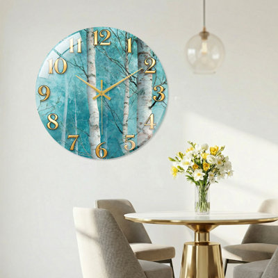 «Birch Trees», horloge murale en verre