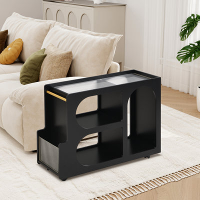 Mobile End Table With Lockable Wheels