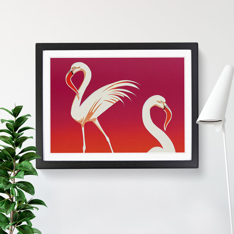 Flamingo Deco Style 1 Piece Single Picture Frame Wall Art, 25cm H x 34cm W x 2cm D, Black Framed