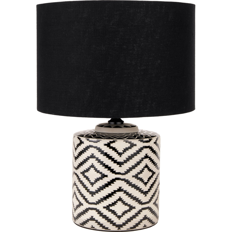 Batruk Ceramic Table Lamp, Black, Linen