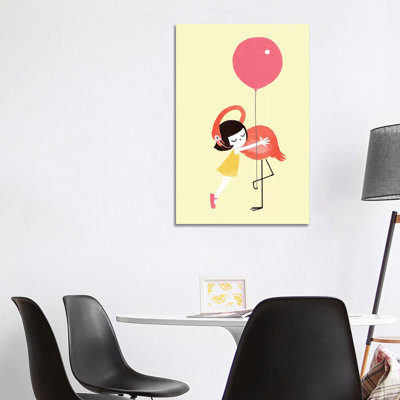 Flamingo Hug by Big Nose Work - Wrapped Canvas Print