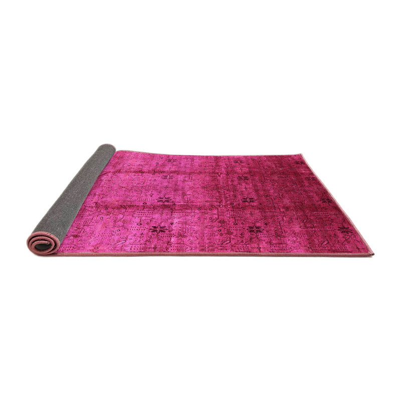 Tapis rose Mid-Century moderne 3206, Carré 6 pi