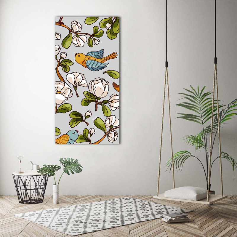 Birds And Flowers - Wrapped Canvas Print