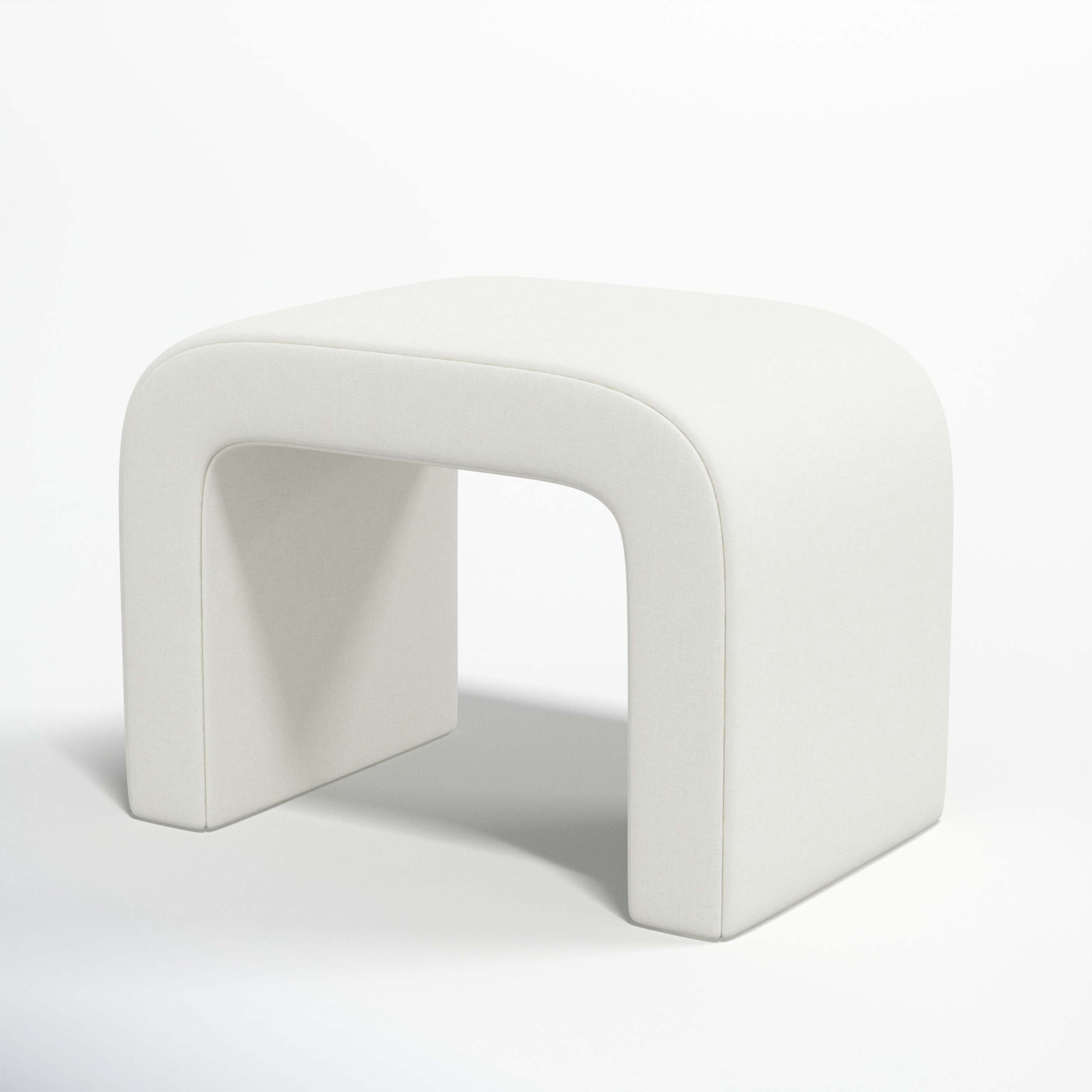 Barley 28" Wide Standard Ottoman, Zuma White Textured Linen