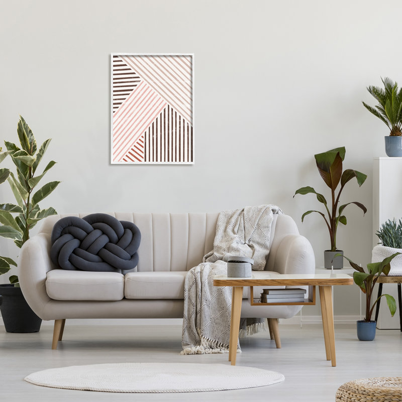 «Alternating Stripes Earth Tones» par JJ Design House LLC - Cadre flottant, impression sur bois, H 30 po x l 24 po x P 1,5 po