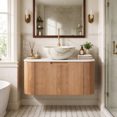 Meuble-lavabo mural simple 30 po avec surface solide