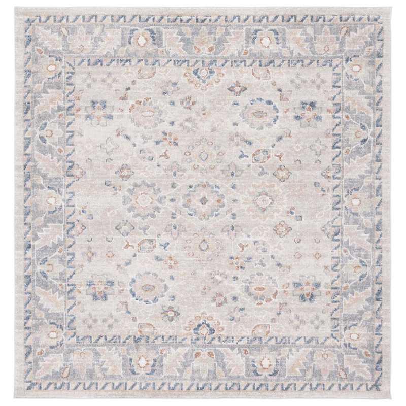 Tapis oriental beige / gris Eeli, Carré 6 pi 7 po