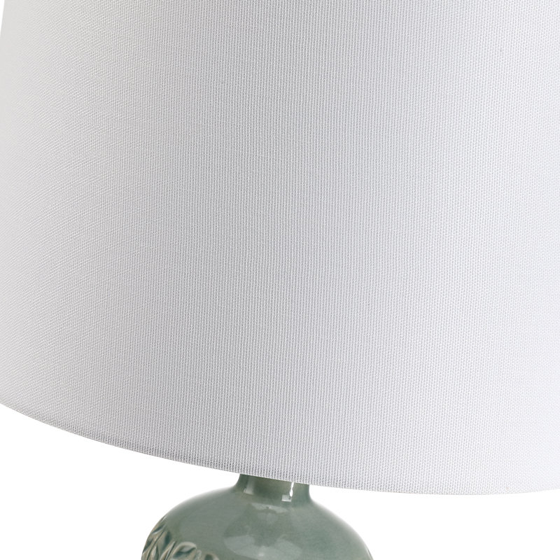 22.5in. Green Ceramic Table Lamp With Drum Shade