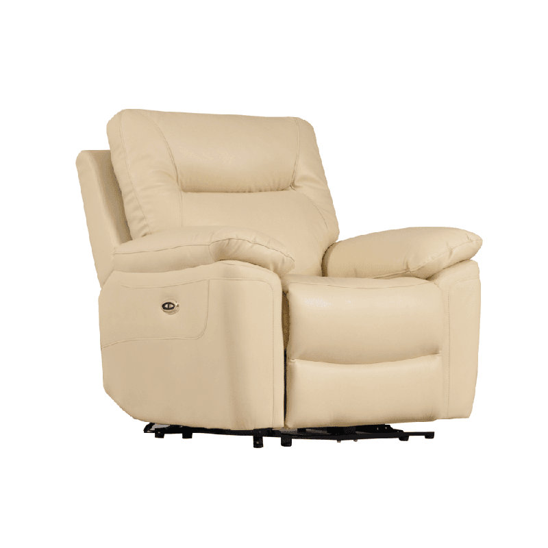 Celarian Genuine Leather Electric Power Recliner Armchair, Cream
