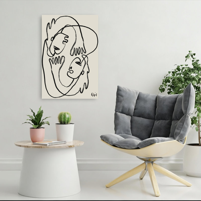 Art mural abstrait contemporain connecté, 36" H x 24" W