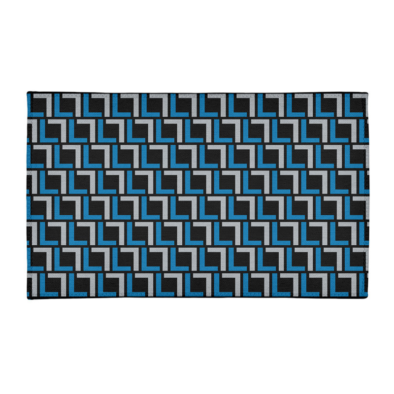 Tapis géométrique gris / bleu / noir, Rectangle 2 pi x 3 pi