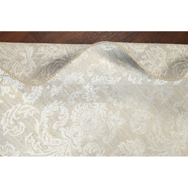 Tapis gris / gris anthracite / argent noué à la main 4 pi x 6 pi 4 po