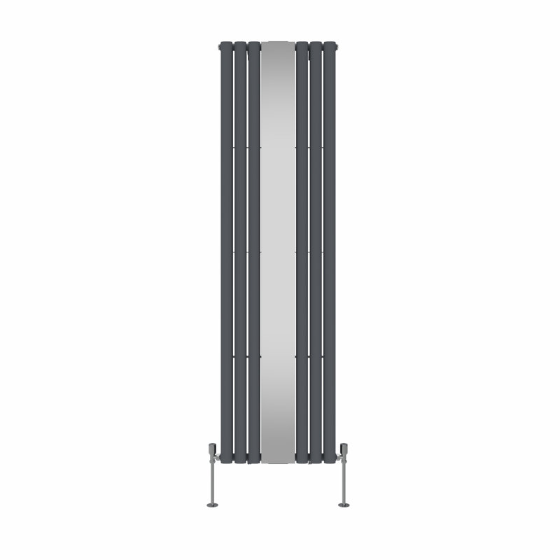 Katelin Vertical Oval Panel Radiators, Anthracite, 1800cm H x 500cm W x 84cm D