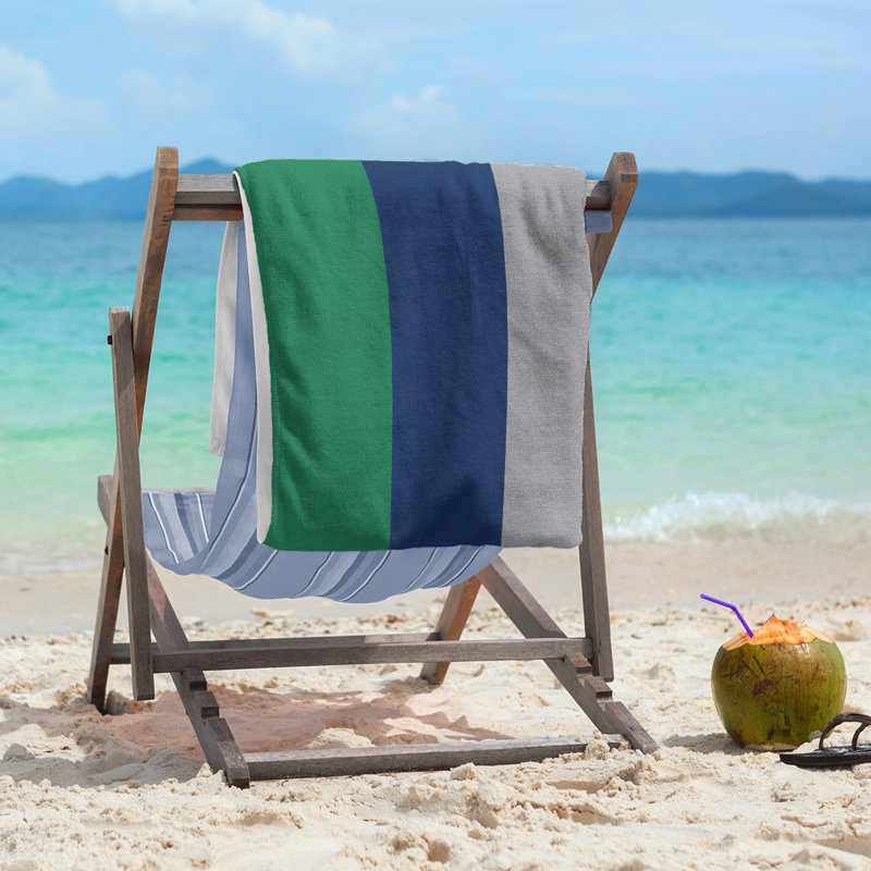 Vancouver Lightweight Beach Towel, Green/Blue/Cool Gray, Poly/Cotton
