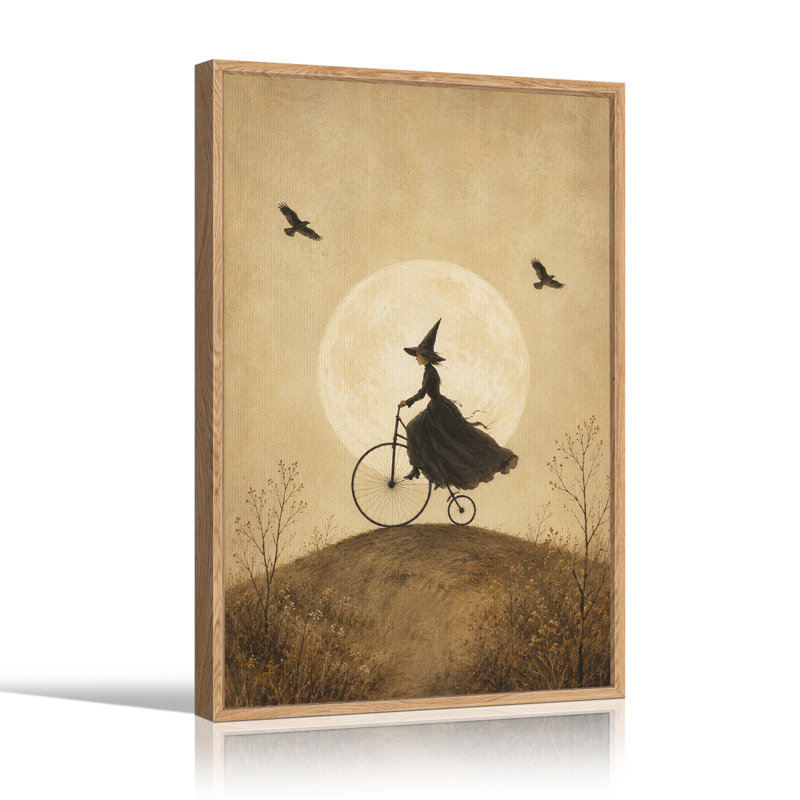 Sépia, sorcière chevauchant Penny, H 48 po x l 32 po