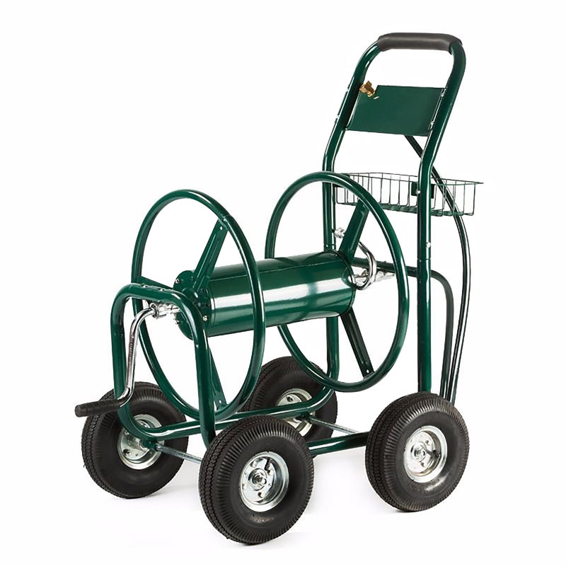 Chariot-enrouleur de jardin en métal, H 24 po x l 18 po x P 19 po