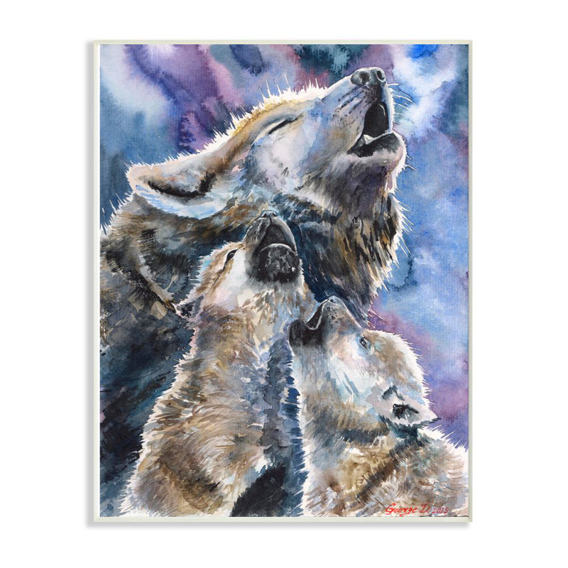 Ensemble de loups de la famille Scully, Plaque murale, H 15 po x l 10 po x P 0,5 po